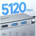 AUKEY CB-C89 aluminiowy HUB USB-C | 10w1 | RJ45 Ethernet 10/100/1000Mbps | 4xUSB | HDMI 4k@30Hz | SD i microSD | USB-C Power Delivery 100W