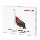 AXAGON Karta rozszerzeń PCEM2-ND, PCIe x 8 kontroler 2x slot M.2 NVMe M-key RAID wsparcie dla płyt bez bifurkacji, w zestawie LP