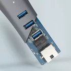 AXAGON Karta sieciowa HMA-GL3AP 3x USB-A + GLAN, USB3.2 Gen 1 hub, metalowy, micro USB power, 20cm USB-A kabel