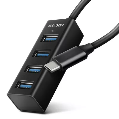 AXAGON Hub 4-portowy Mini metalowy USB 3.2 Gen 1, HUE-M1C, 20cm USB-C kabel