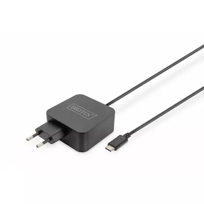 Digitus Ładowarka sieciowa zasilacz 1x USB-C PD 3.0 max. 65W zintegrowany kabel 1,2m Czarna