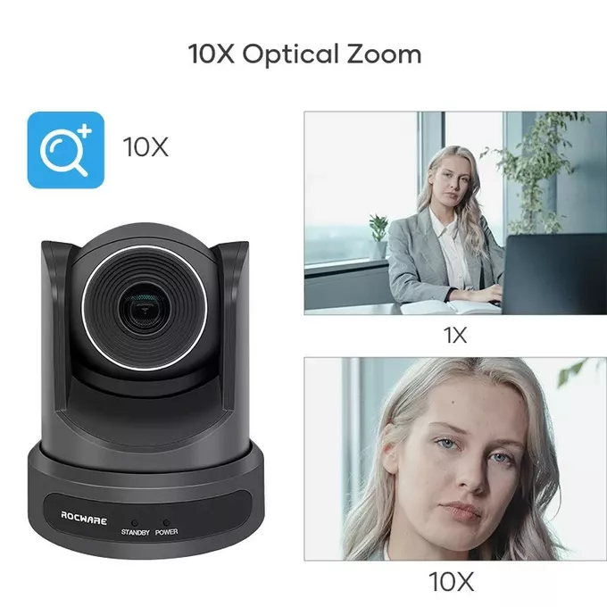ROCWARE RC20 - Kamera 1080p PTZ USB PTZ USB 1080p do wideokonferencji - 10x zoom optyczny
