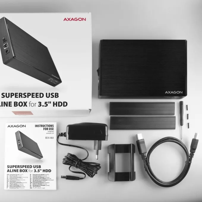 AXAGON Obudowa zewnętrzna aluminiowa EE35-XA3, USB 3.2 Gen 1 SATA 3.5cali