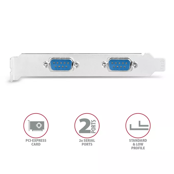 AXAGON Karta PCIe PCEA-S2N, 2x port szeregowy RS232 250 Kbpsw zestawie LP