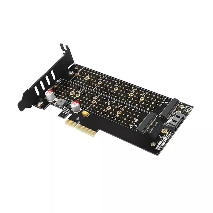 AXAGON Adapter wewnętrzny PCIe x4 M.2 NVMe M-key + SATAB-key slot, chłodnica, LP, PCEM2-DC