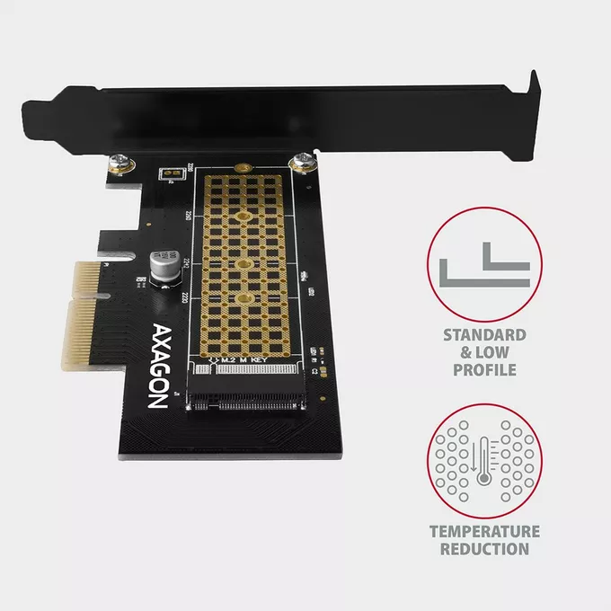 AXAGON Adapter wewnetrzny PCIe x4 M.2 NVMe M-key slot LP, PCEM2-S