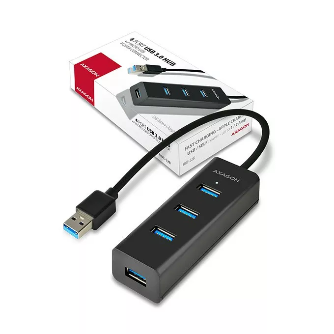 AXAGON Hub 4-portowy HUE-S2B USB 3.2 Gen 1 charging hub, microUSB