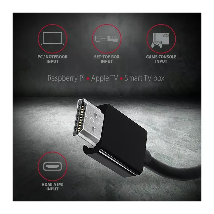 AXAGON Adapter FullHD, wyjście audio, micro USB złącze zasilania RVH-VGAN, HDMI -&gt; VGA