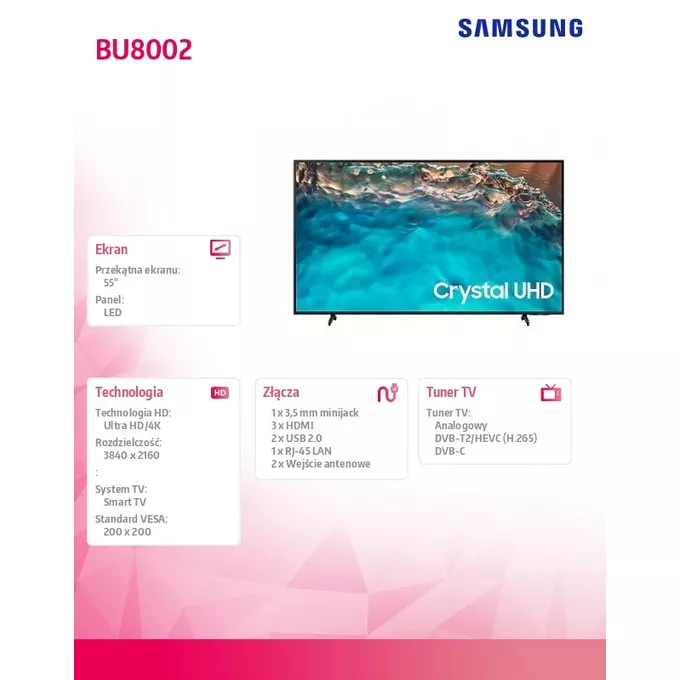 Samsung Telewizor 55 cali UE55BU8002KXXH