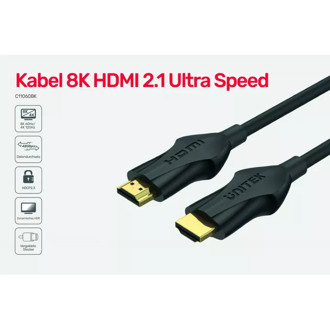 Unitek Kabel HDMI 2.1 4K 120Hz ; 8K 60Hz; C11060BK-3M