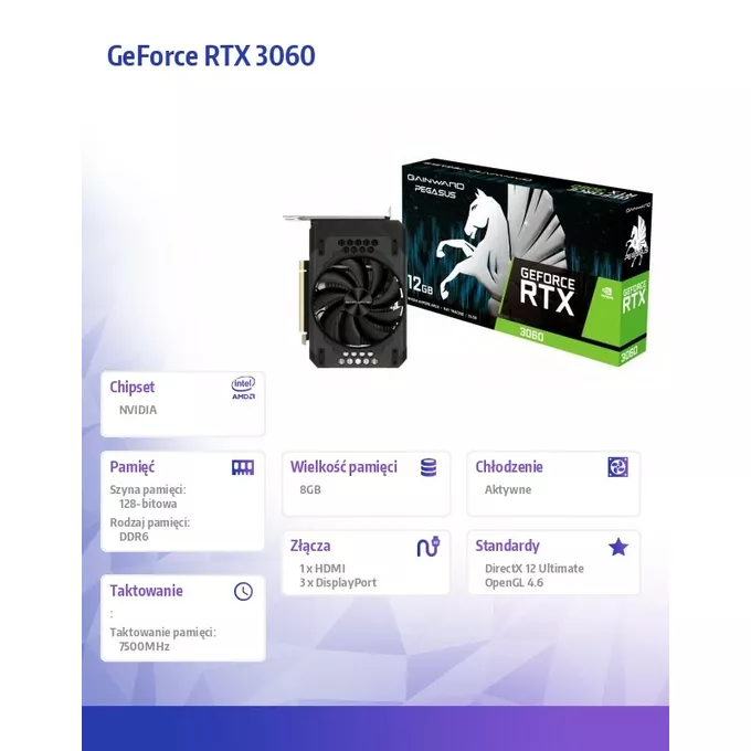 Gainward Karta graficzna GeForce RTX 3060 PEGASUS 8G GDDR6 128bit HDMI/3DP