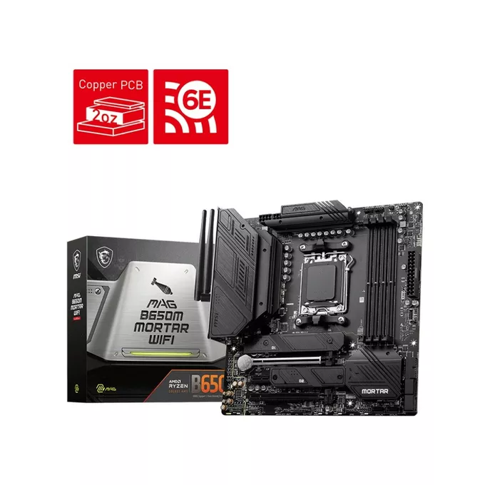 MSI Płyta główna MAG B650M MORTAR WIFI AM5 4DDR5 HDMI/DP mATX