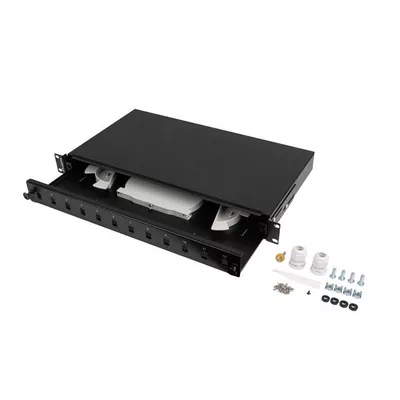Lanberg Przełącznica światłowodowa 12XSC simplex/12XLC duplex rack 19 1U czarna + akcesoria