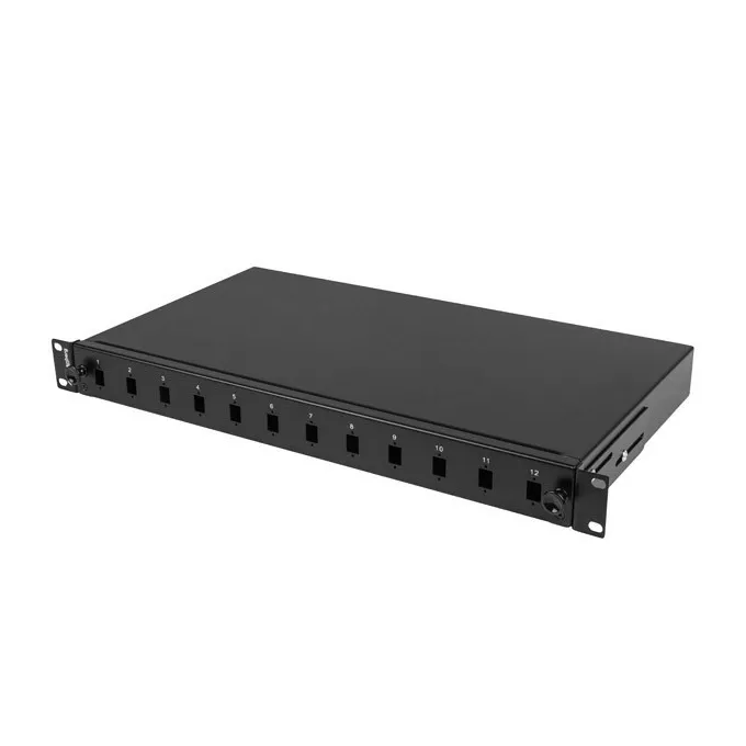 Lanberg Przełącznica światłowodowa 12XSC simplex/12XLC duplex rack 19 1U czarna + akcesoria