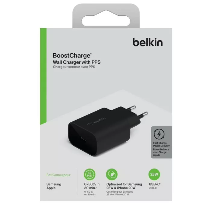 Belkin Ładowarka sieciowa 25W USB-C PD 3.0 PPS czarna