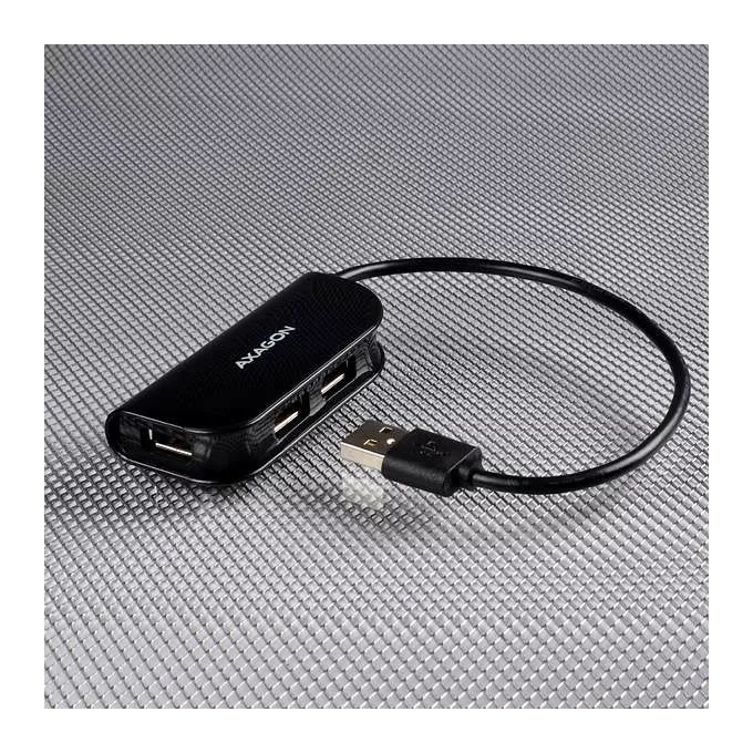 AXAGON Hub HUE-X4B 4-portowy USB 2.0 kabel 20cm Czarny