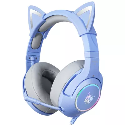 Onikuma Słuchawki gamingowe K9 RGB kocie uszy USB niebieskie