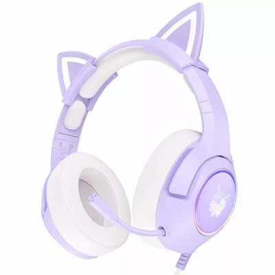 Onikuma Słuchawki gamingowe Onikuma K9 RGB kocie uszy USB fioletowe
