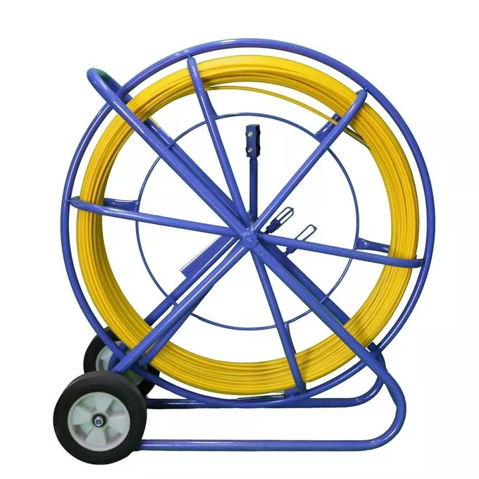 Extralink Pilot z włókna szklanego FRP do przeciągania kabli, 11mm, 150m, z kółkami, żółty