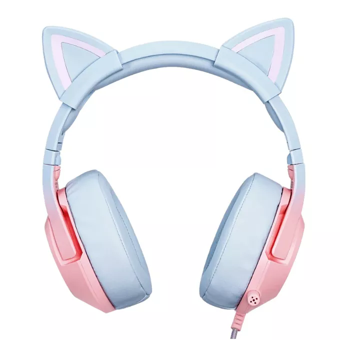 Onikuma Słuchawki gamingowe Onikuma K9 7.1 RGB Surround kocie uszy USB różowo-niebieskie