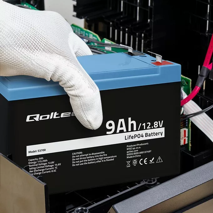 Qoltec Akumulator LiFePO4 Litowo-Żelazowo-Fforanowy | 12.8V | 9Ah |     115.2Wh | BMS
