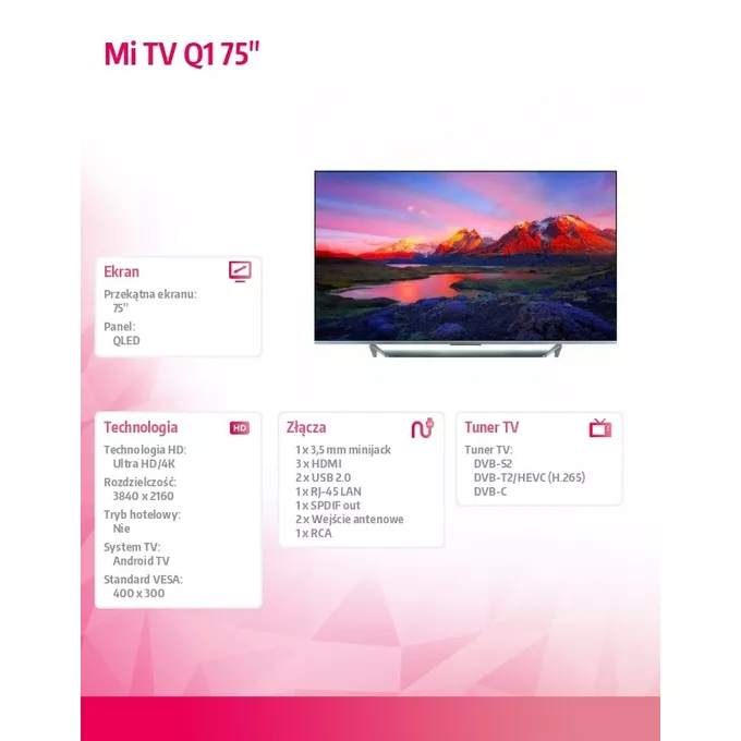 XIAOMI Telewizor Mi TV Q1 75 cali