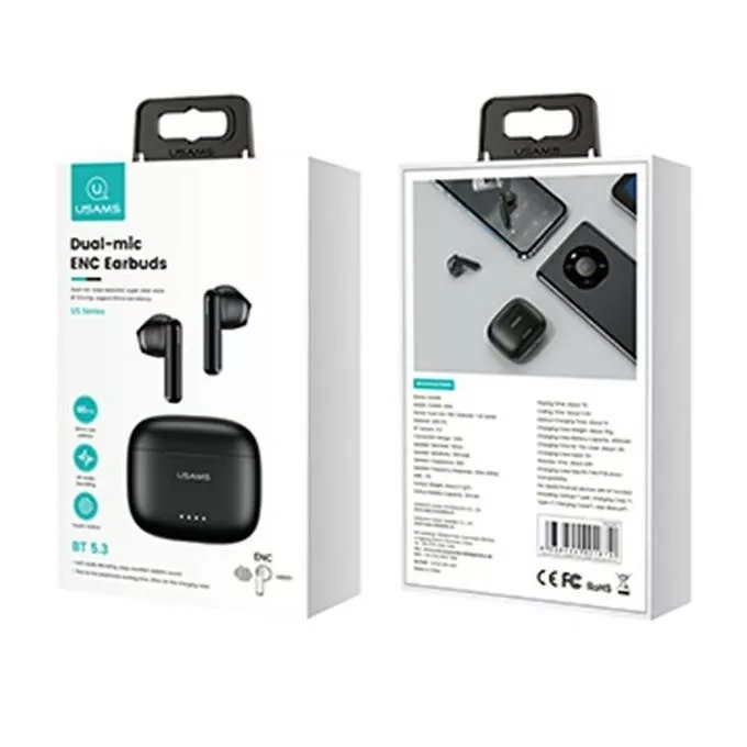 USAMS Słuchawki Bluetooth 5.3 TWS US14 dual mic. Czarne