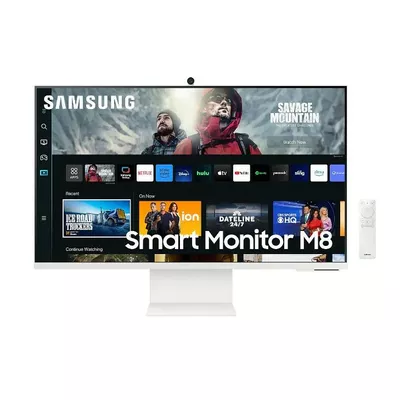 Samsung Monitor 27 cali LS27CM801UUXDU VA 3840x2160 UHD 16:9 1xHDMI 1xUSB-C (65W) 2xUSB 2.0 4ms WiFi/BT HAS+PIVOT Webcam głośniki płaski biały SMART 2Yd2d