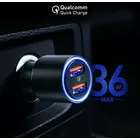 AUKEY Ładowarka samochodowa CC-Y17S aluminiowa 2xUSB QC 3.0 36W LED
