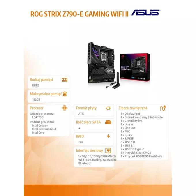 Asus Płyta główna ROG STRIX Z790-E GAMING WIFI II s1700 4DDR5 ATX