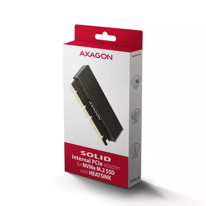 AXAGON PCEM2-XS Adapter wewnętrzny PCIe x16, M.2 NVMe, chłodnica