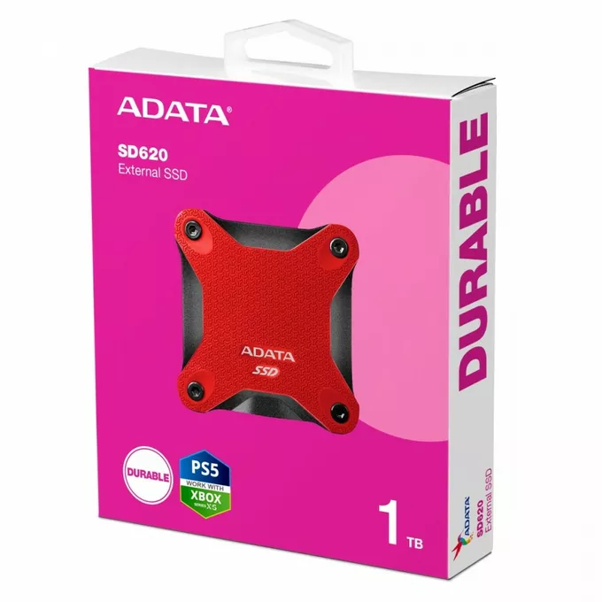 Adata Dysk zewnętrzny SSD SD620 1TB U3.2A 520/460 MB/s czerwony