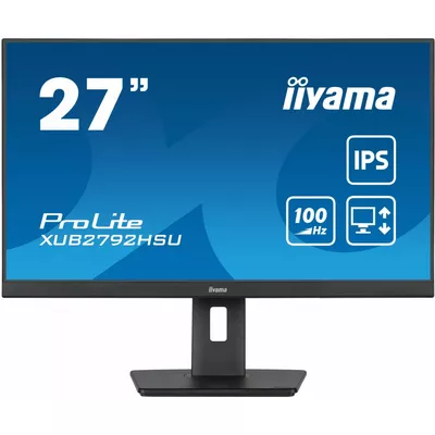 IIYAMA Monitor ProLite XUB2792HSU-B6 27 cali IPS,HDMI,DP,100Hz,SLIM,4xUSB3.2,PIVOT,  HAS(150mm),2x2W