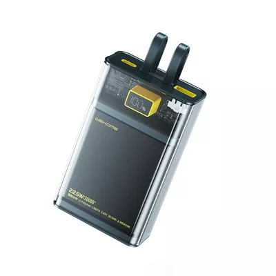 WEKOME Power bank WP-325 Vanguard Series - 20000 mAh Super Charging z wbudowanym kablem USB-C &amp; Lightning PD 20W + QC 22.5W (Czarny / Przezroczysty)