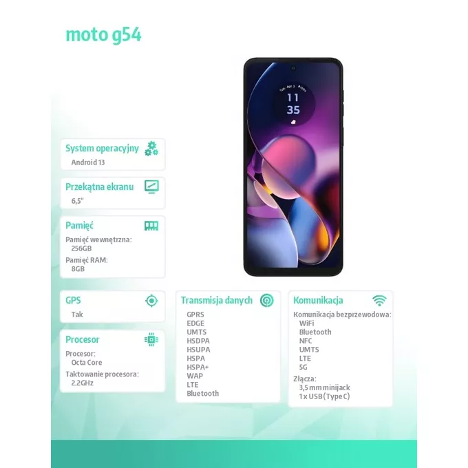 Motorola Smartfon moto g54 8/256 Midnight Blue