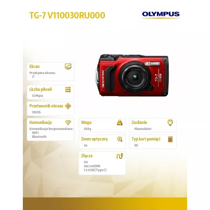 Olympus Aparat TG-7 czerwony