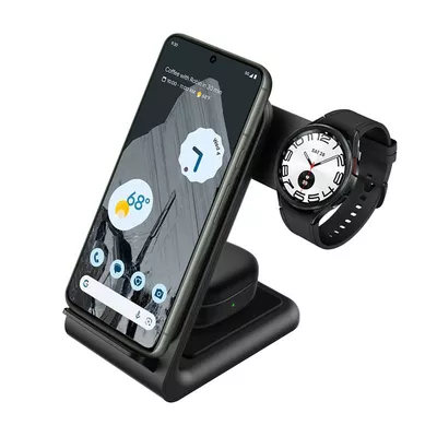 CRONG Ładowarka bezprzewodowa 3w1 do iPhone, Samsung &amp; Android, Galaxy Watch i słuchawek TWS