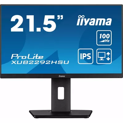 IIYAMA Monitor 21.5 cala XUB2292HSU-B6 IPS,100Hz,FreeSync,PIVOT,0.4ms,HDMI,  DP,4xUSB(3.2),2x2W,HAS(150mm)