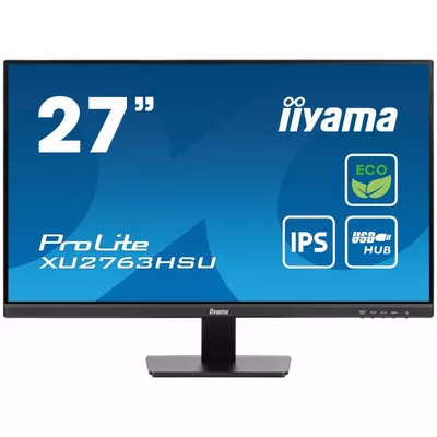 IIYAMA Monitor 27 cali ProLite XU2763HSU-B1 IPS,100HZ,ECO,3ms,SLIM,HDMI,DP,2x USB3.2 TCO,EPEAT