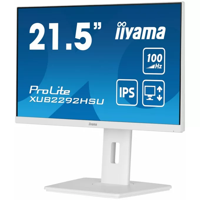 IIYAMA Monitor 21.5 cala ProLite XUB2292HSU-W6 IPS,100Hz,FreeSync,PIVOT,0.4ms,HDMI,  DP,4xUSB(3.2),2x2W,HAS(150mm), Biały