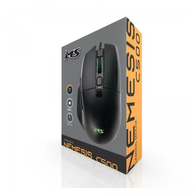 MS Mysz gamingowa przewodowa Nemesis C500 8000 DPI RGB LED czarna