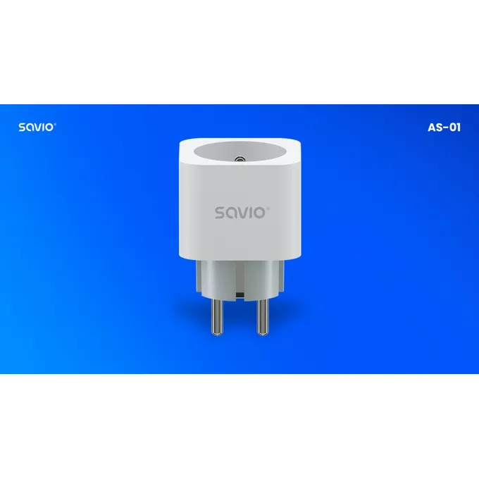 Savio Inteligentne gniazdko Wi-Fi 16A Pomiar zużycia energii, wielopak 3 szt., AS-01, białe