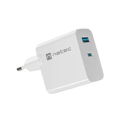 Natec Ładowarka sieciowa RIBERA GAN 1X USB-A + 1X USB-C 65W Biała