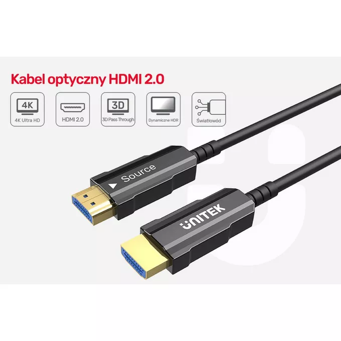 Unitek Kabel Optyczny HDMI 2.0 10m 4K60Hz C11072BK-10M