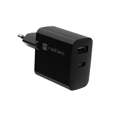 Natec Ładowarka sieciowa Ribera GAN 1X USB-A + 1X USB-C 65W Czarna