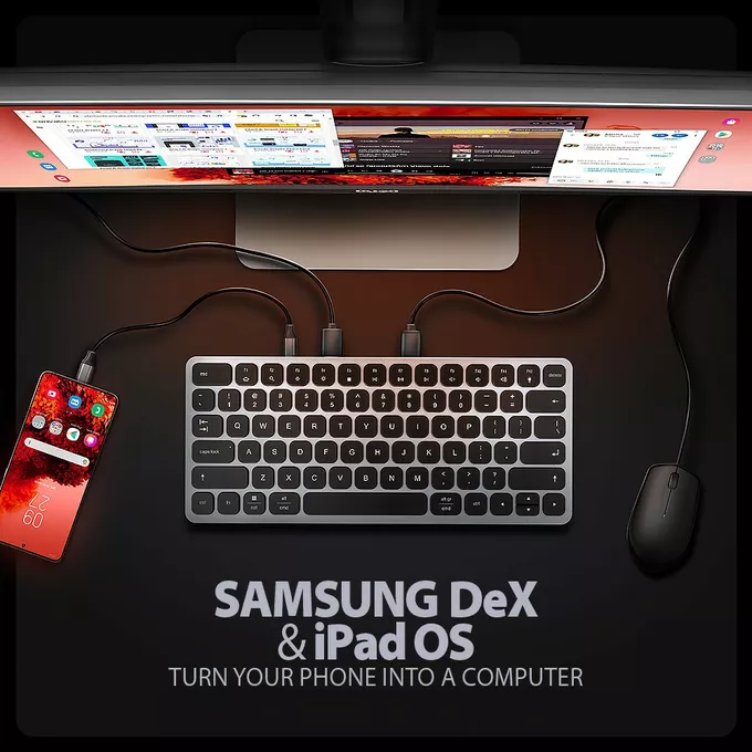 AXAGON HMC-KB-US Klawiatura USB-C 5Gbps w. HUB, microSD/SD, 3x USB-A, HDMI 4K/60Hz, PD 100W, Audio, US layout