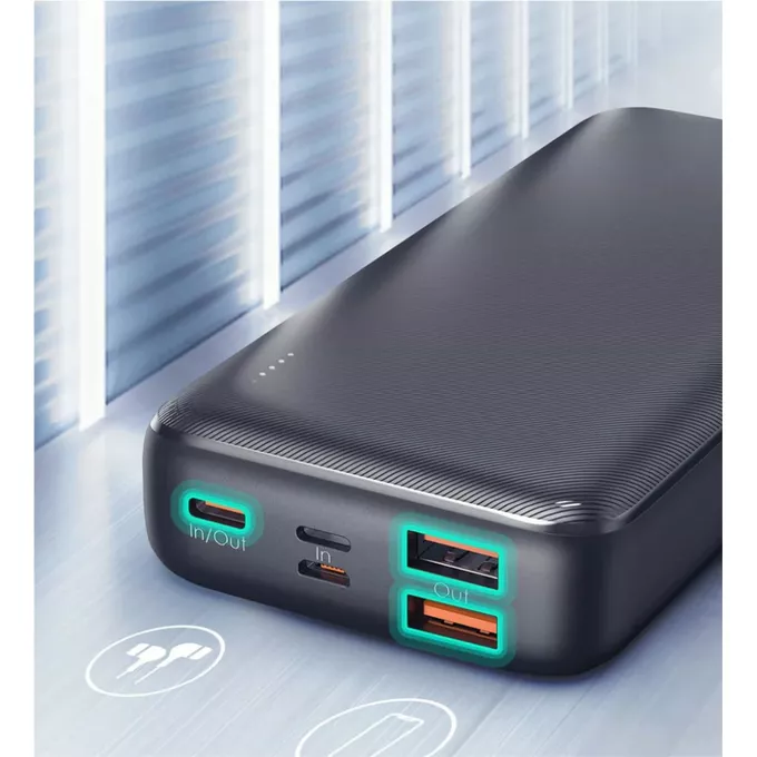 AUKEY PB-N74S Power Bank | 20000 mAh | 5xUSB | Quick Charge 3.0 | Power Delivery 3.0 | 22.5W | SCP | LED | kabel USB-C