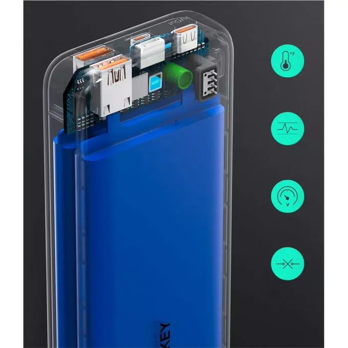 AUKEY PB-N74S Power Bank | 20000 mAh | 5xUSB | Quick Charge 3.0 | Power Delivery 3.0 | 22.5W | SCP | LED | kabel USB-C