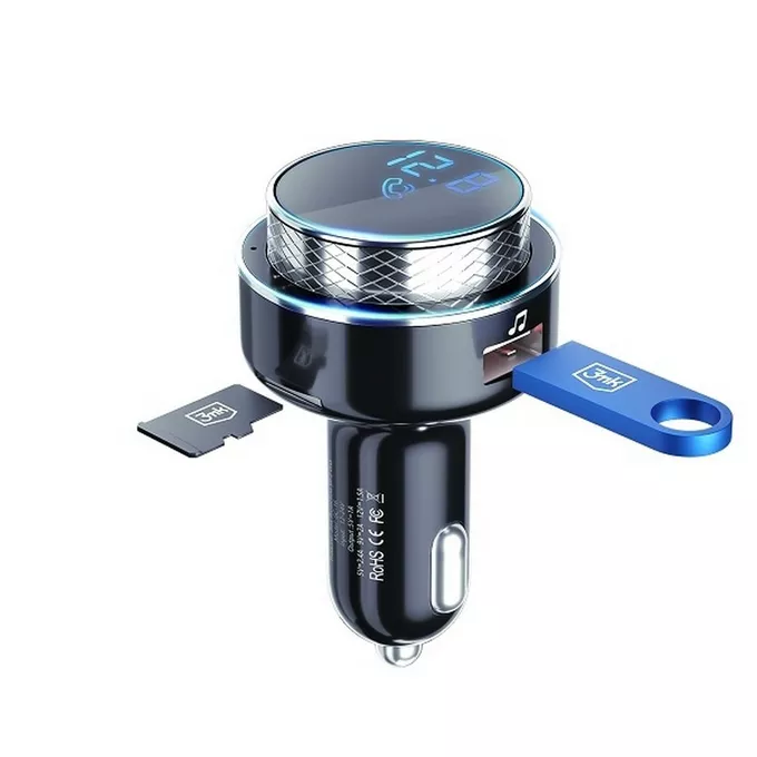3MK Ładowarka samochodowa transmiter Bluetooth 2xUSB-A + czytnik kart+ Bluetooth