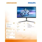 Philips Monitor 32M2N6800M 31.5 cala IPS 4K 144Hz HDMIx2 DP HAS Ambiglow